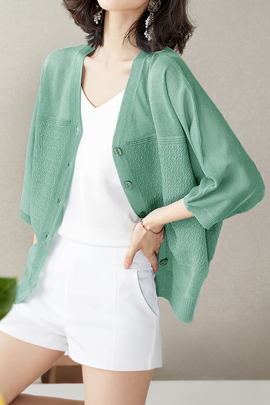 Elegant Commuter V-Neck Batwing Sleeve Knit Sweater - liwisi