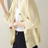 Elegant Commuter V-Neck Batwing Sleeve Knit Sweater - liwisi