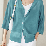 Elegant Commuter V-Neck Batwing Sleeve Knit Sweater - liwisi
