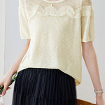 Gentle Commuter Ruffled Edge Knit Sweater - liwisi