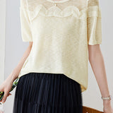 Gentle Commuter Ruffled Edge Knit Sweater - liwisi