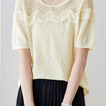 Gentle Commuter Ruffled Edge Knit Sweater - liwisi