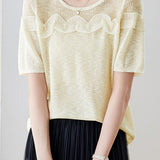Gentle Commuter Ruffled Edge Knit Sweater - liwisi