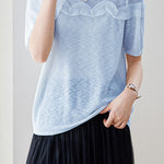 Gentle Commuter Ruffled Edge Knit Sweater - liwisi