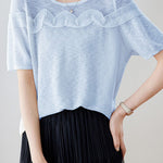 Gentle Commuter Ruffled Edge Knit Sweater - liwisi
