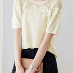 Gentle Commuter Ruffled Edge Knit Sweater - liwisi