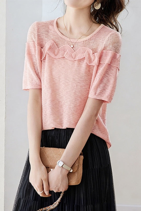 Gentle Commuter Ruffled Edge Knit Sweater - liwisi