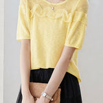Gentle Commuter Ruffled Edge Knit Sweater - liwisi