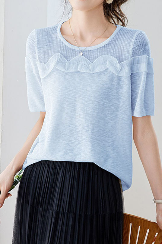 Gentle Commuter Ruffled Edge Knit Sweater - liwisi