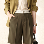 Elegant Commuter Color Block Five-Point Suit Pants - liwisi