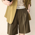 Elegant Commuter Color Block Five-Point Suit Pants - liwisi