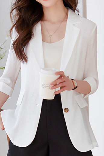Minimalist Commuter Lapel Seven-Point Sleeve Blazer - liwisi
