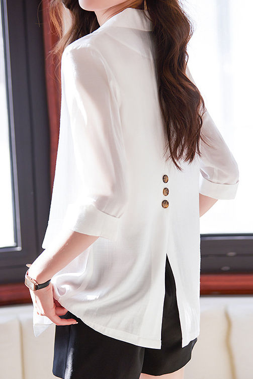 Minimalist Commuter Lapel Seven-Point Sleeve Blazer - liwisi