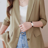 Minimalist Commuter Lapel Seven-Point Sleeve Blazer - liwisi