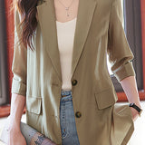 Minimalist Commuter Lapel Seven-Point Sleeve Blazer - liwisi