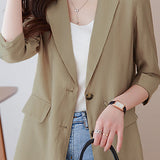 Minimalist Commuter Lapel Seven-Point Sleeve Blazer - liwisi