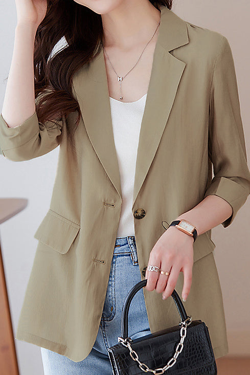 Minimalist Commuter Lapel Seven-Point Sleeve Blazer - liwisi