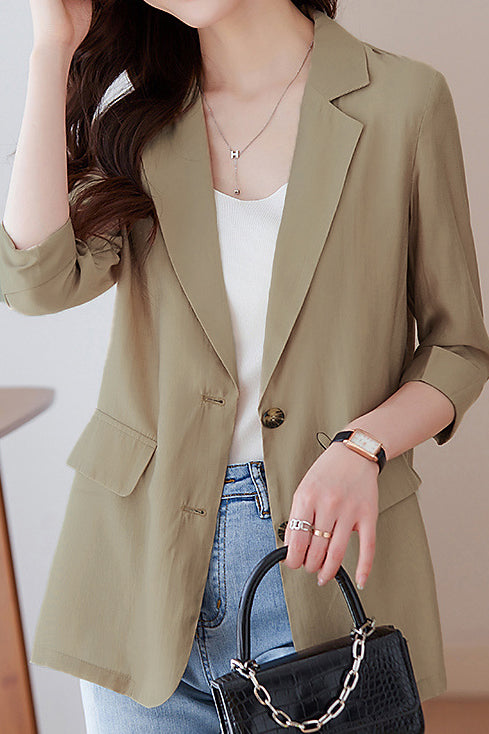 Minimalist Commuter Lapel Seven-Point Sleeve Blazer - liwisi