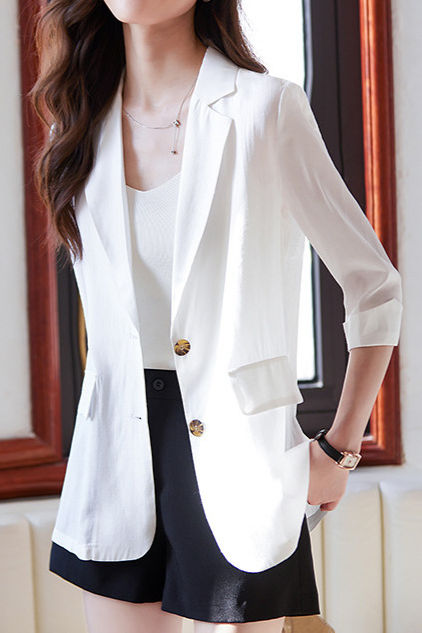 Minimalist Commuter Lapel Seven-Point Sleeve Blazer - liwisi