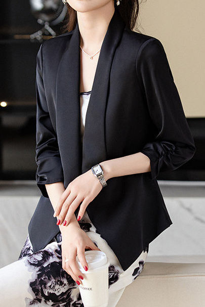 Elegant Lapel Seven-Point Sleeve Blazer - liwisi