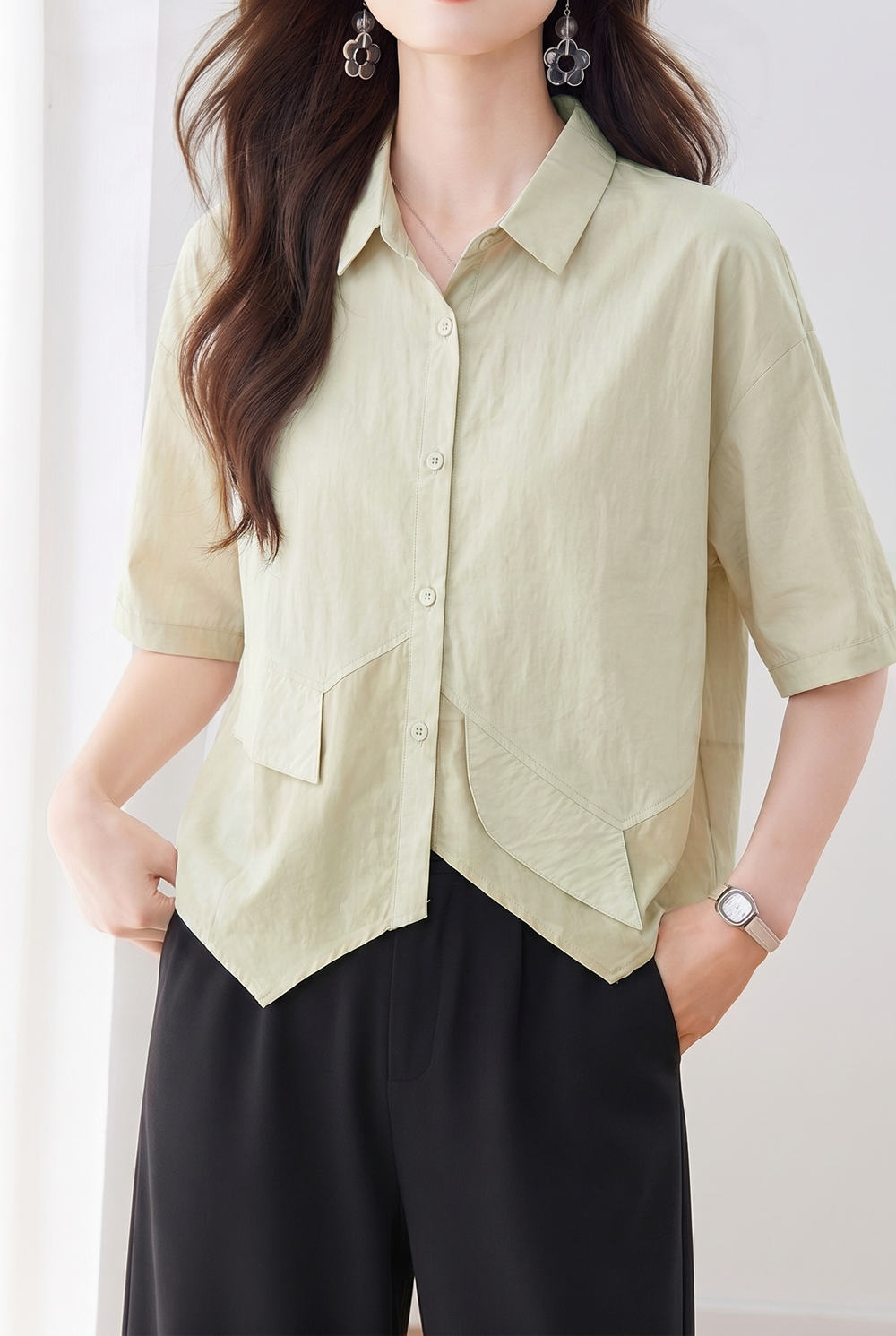 Casual Color Block Spliced Shirt - liwisi