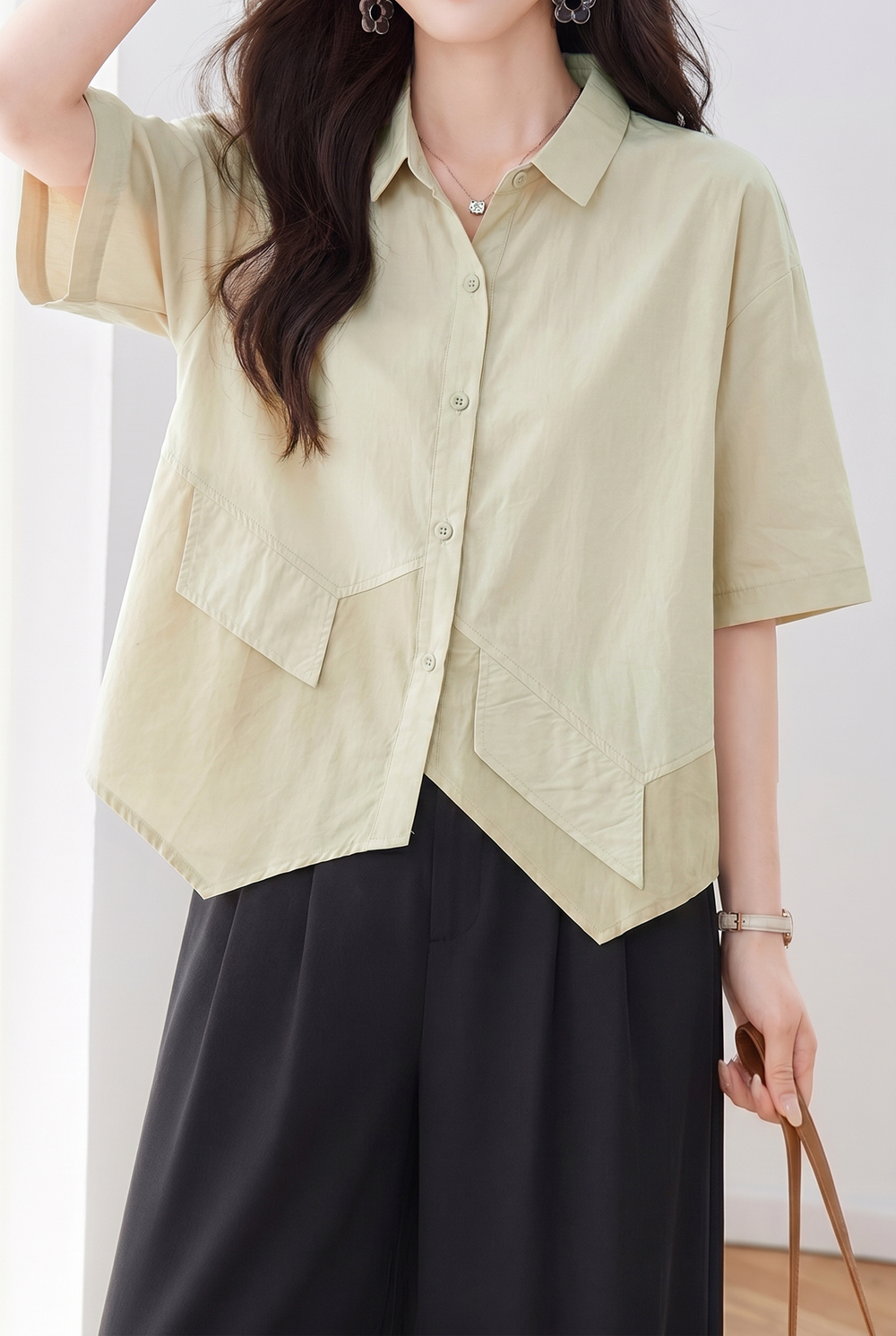 Casual Color Block Spliced Shirt - liwisi