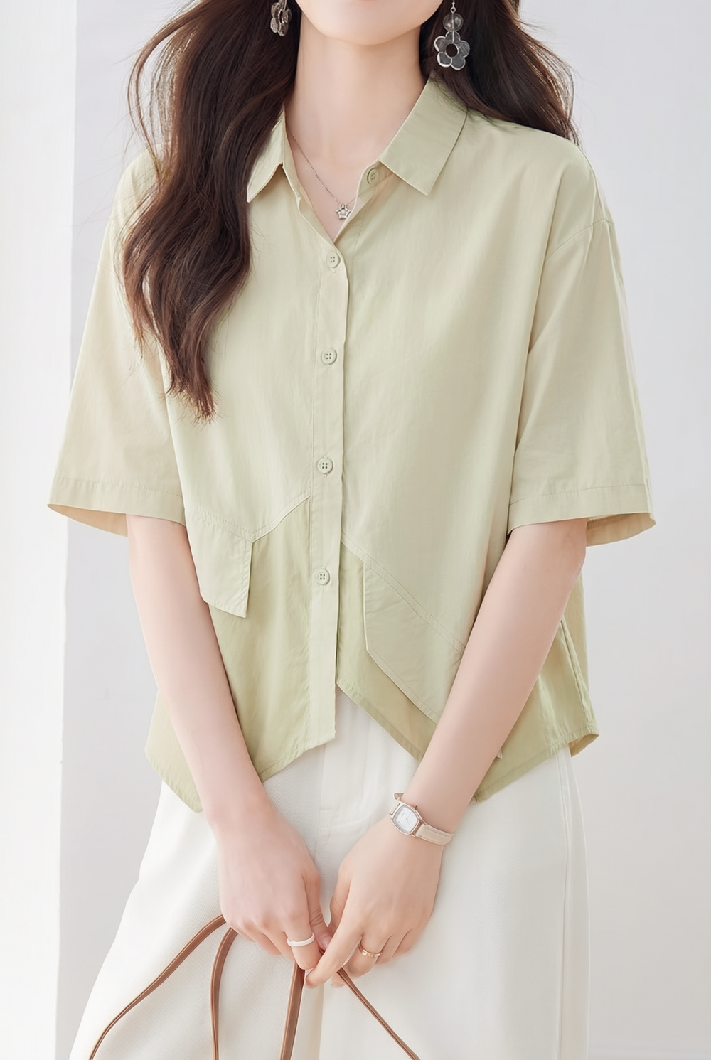 Casual Color Block Spliced Shirt - liwisi
