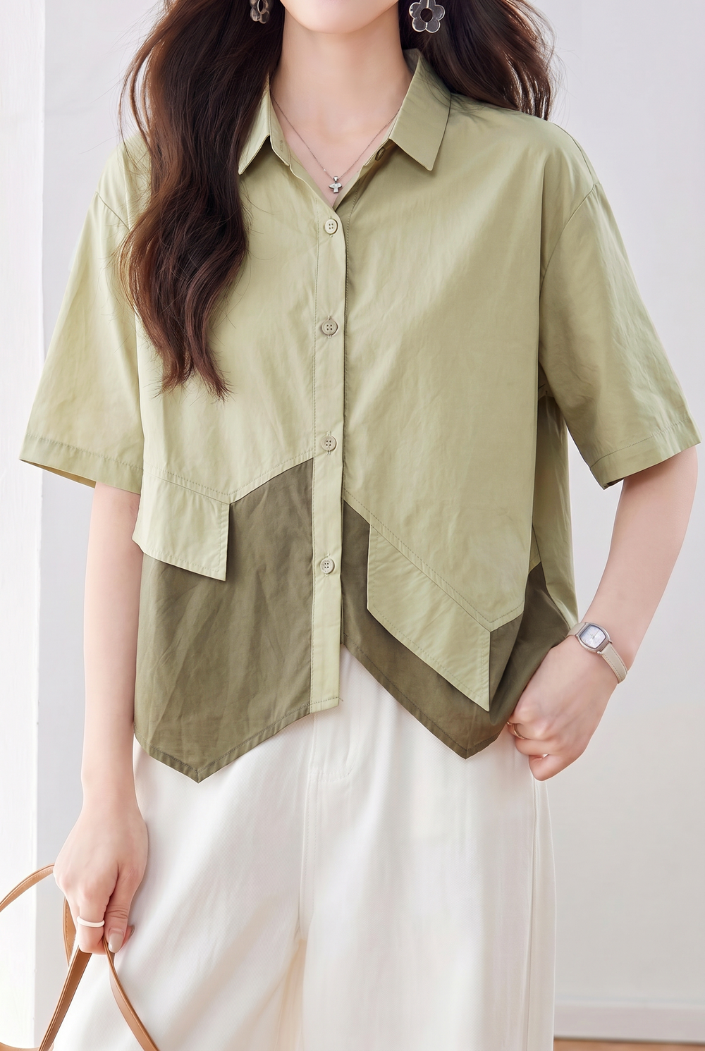 Casual Color Block Spliced Shirt - liwisi
