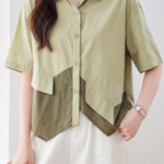 Casual Color Block Spliced Shirt - liwisi