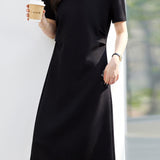 Casual Lapel Short Sleeve A-Line Dress - liwisi