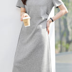 Casual Lapel Short Sleeve A-Line Dress - liwisi