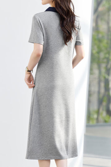 Casual Lapel Short Sleeve A-Line Dress - liwisi