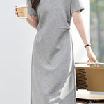 Casual Lapel Short Sleeve A-Line Dress - liwisi