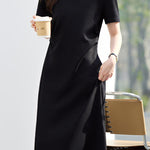 Casual Lapel Short Sleeve A-Line Dress - liwisi