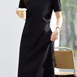 Casual Lapel Short Sleeve A-Line Dress - liwisi