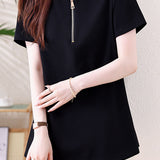 Casual Commuter Back Split Pleated T-Shirt - liwisi