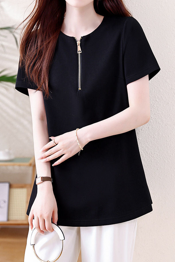 Casual Commuter Back Split Pleated T-Shirt - liwisi
