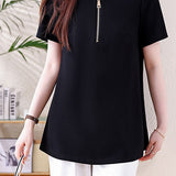 Casual Commuter Back Split Pleated T-Shirt - liwisi