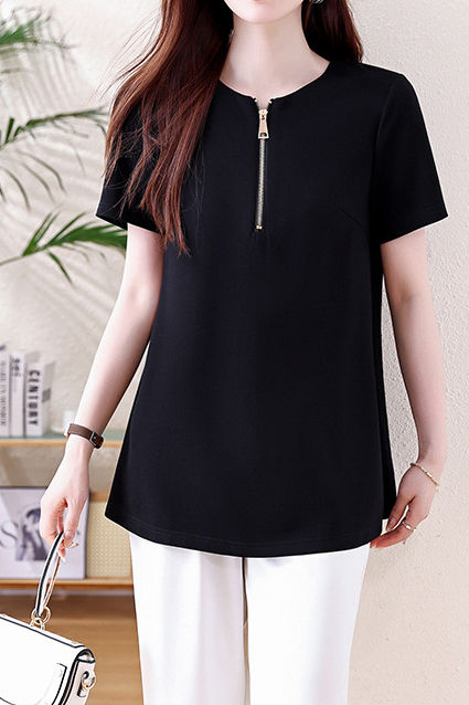 Casual Commuter Back Split Pleated T-Shirt - liwisi