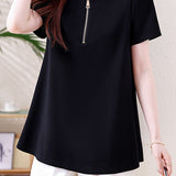 Casual Commuter Back Split Pleated T-Shirt - liwisi