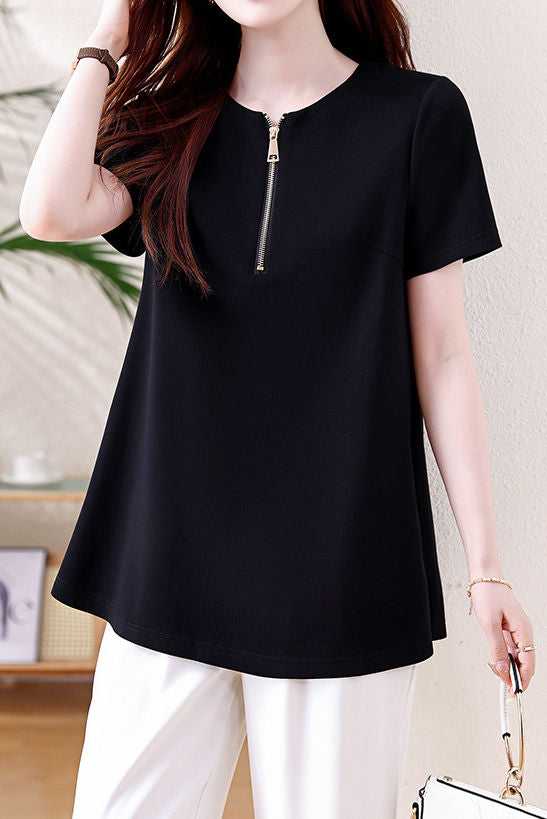 Casual Commuter Back Split Pleated T-Shirt - liwisi