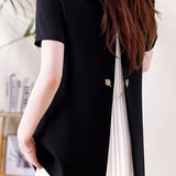 Casual Commuter Back Split Pleated T-Shirt - liwisi