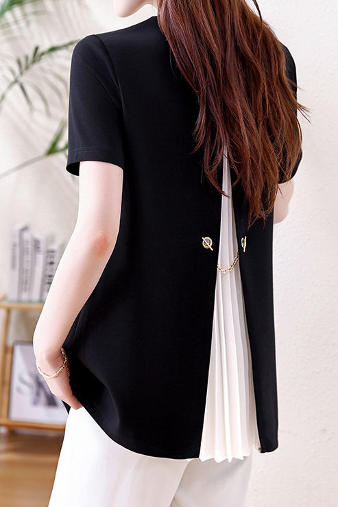 Casual Commuter Back Split Pleated T-Shirt - liwisi