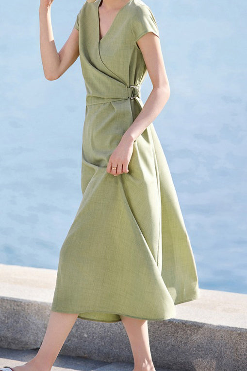 Elegant French V-Neck Dress - liwisi