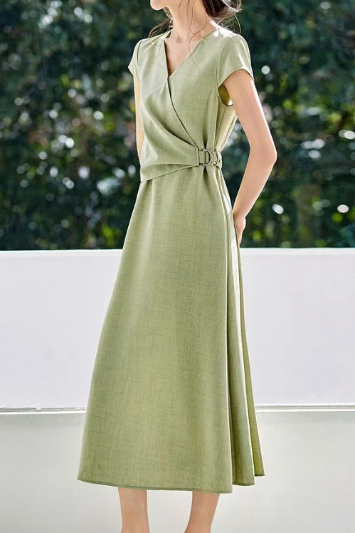 Elegant French V-Neck Dress - liwisi