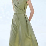 Elegant French V-Neck Dress - liwisi