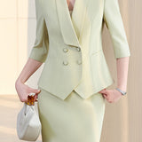 Elegant Lapel Button Front Suit Set - liwisi