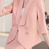 Elegant Lapel Button Front Suit Set - liwisi