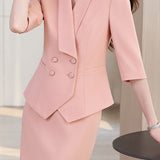 Elegant Lapel Button Front Suit Set - liwisi