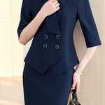 Elegant Lapel Button Front Suit Set - liwisi